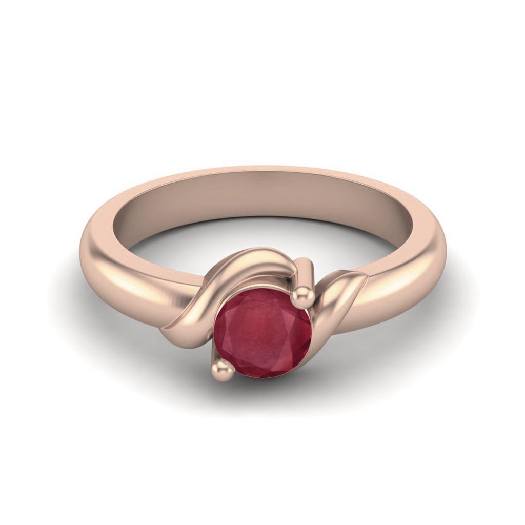 5MM Round Shape Ruby 925 Sterling Silver Rose Vermeil Solitaire Women Promise Wedding Ring