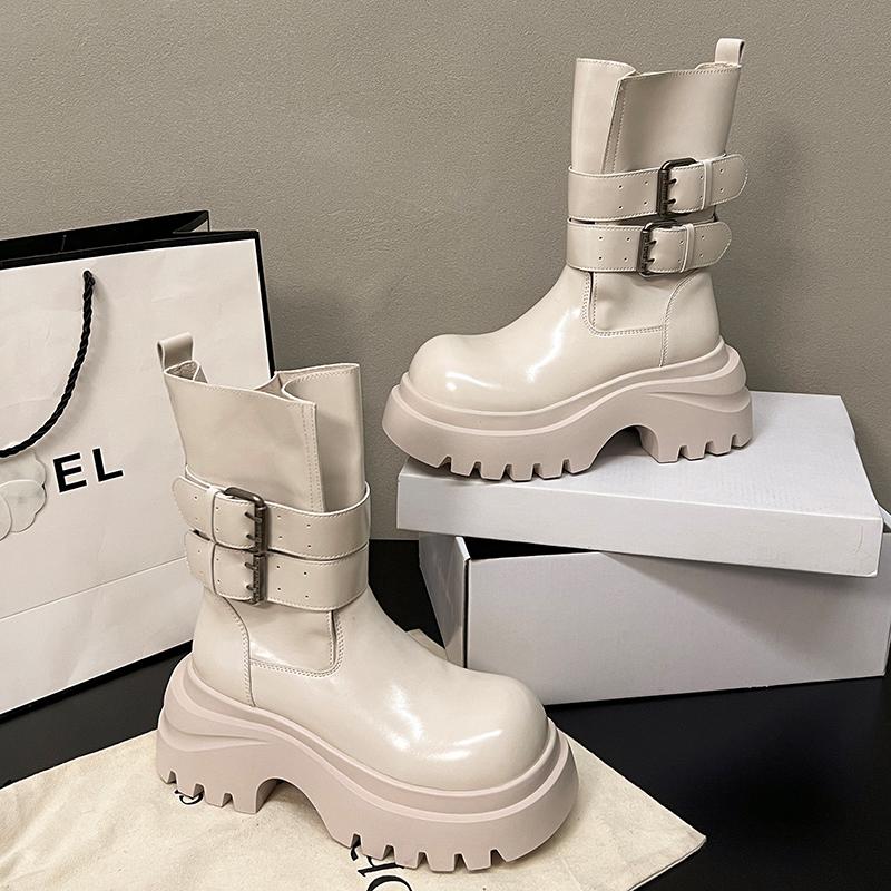 Platform Women's Ankle Boots High Heels Fashion Leather Shoes  Winter Chelsea Boots Designer Heeled Gothic Mujer De Botas