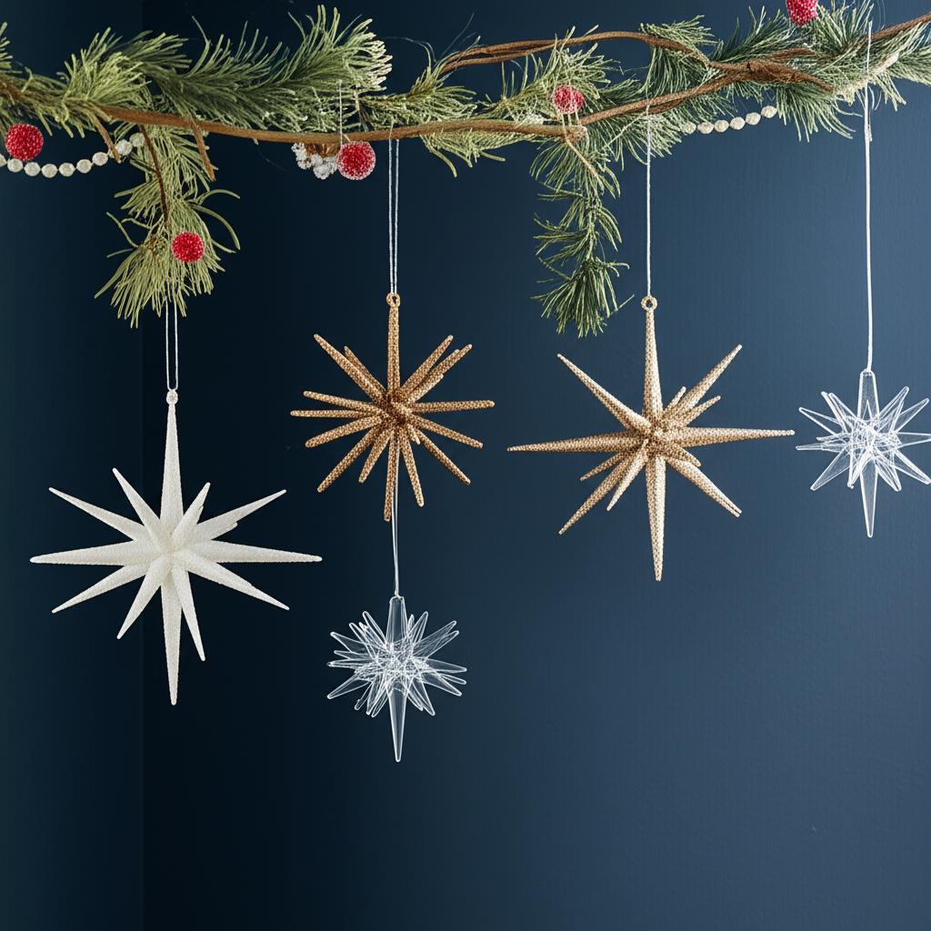 Christmas Tree Decoration Hanging Christmas Decoration Champagne Color White Exploding Star Christmas New Year 7