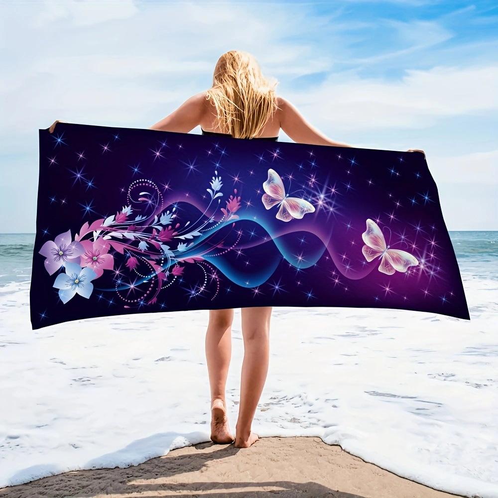 Exotischer Blumendruck Weiches Mikrofaser-Badetuch Groß Wasserabsorbierend Für Strand und Surfen