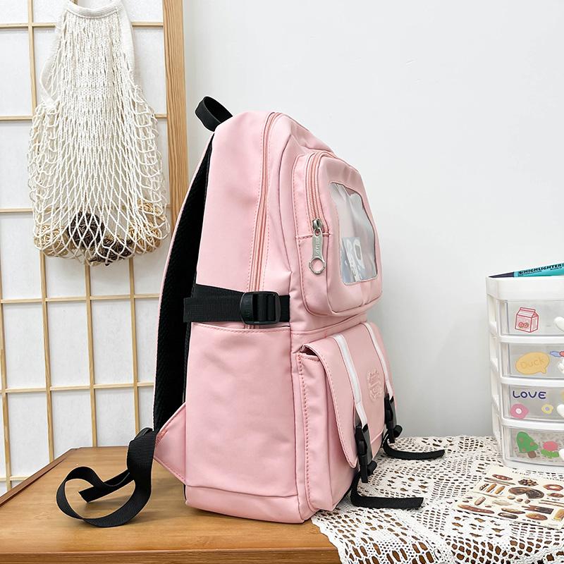 Three-Piece Backpack Set Student Schoolbag Women Solid Color Large Capacity Backpack with Lunch Bag Pen Bag