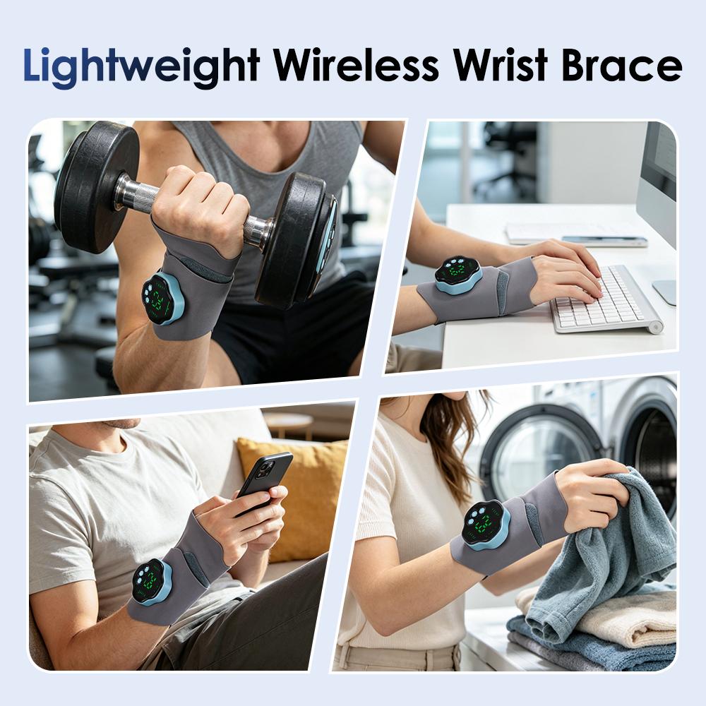 EMS Electric Cordless Hand Wrist Massager 10 Modes Vibration Massage Wrist Guard Band Carpal Tunnel Brace Belt