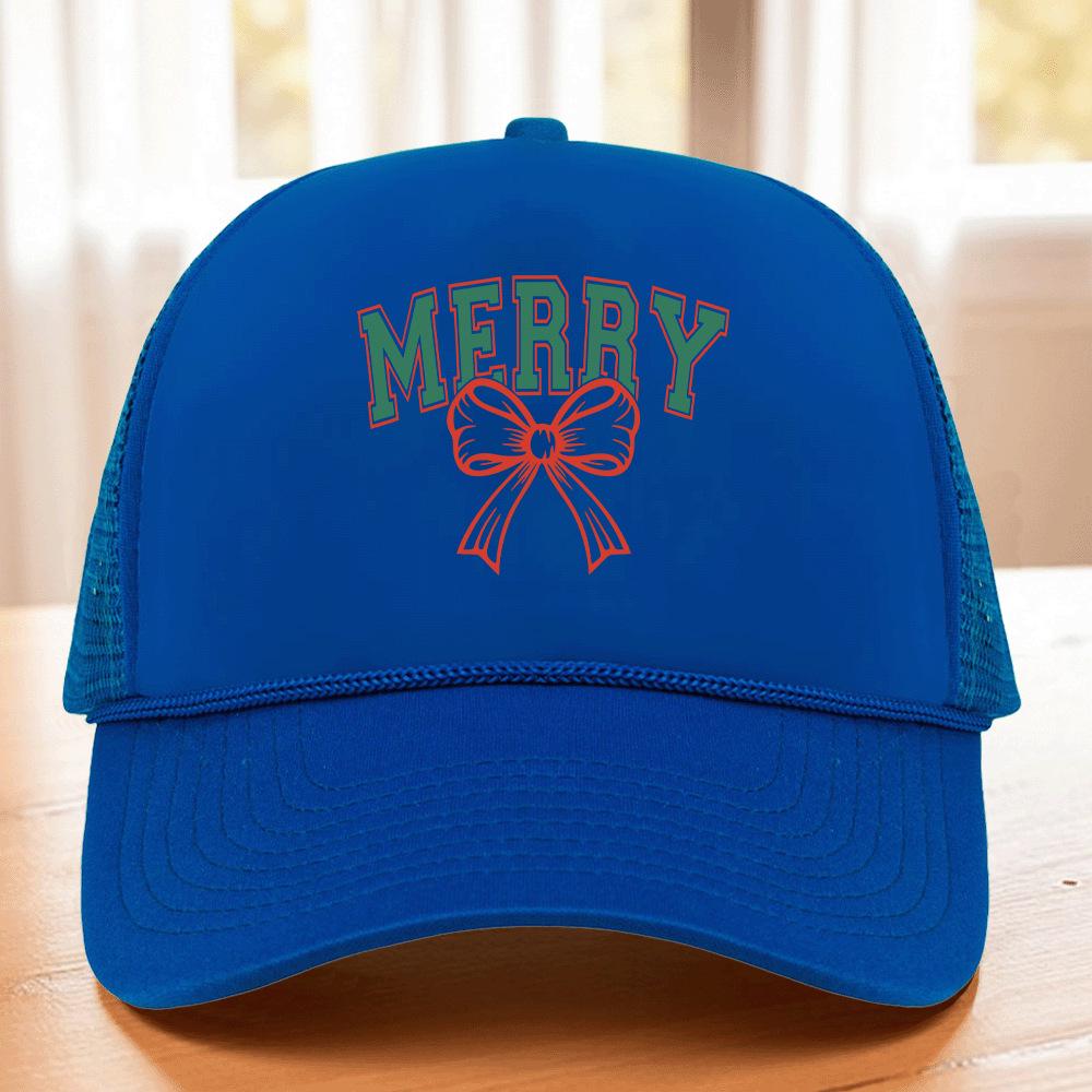 Christmas 11-Pattern Mesh Cap with Hot Stamped Logo - Sunshade Trucker Hat