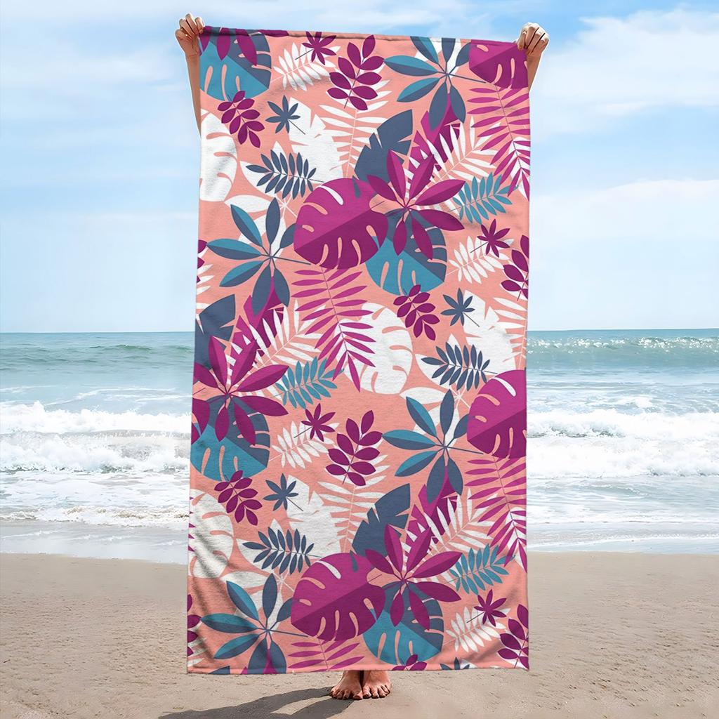1pc Bohemian Beach Towel - Polyester Fabric, Machine Washable, Cartoon Coconut Tree Print, Perfect for Christmas and Summer