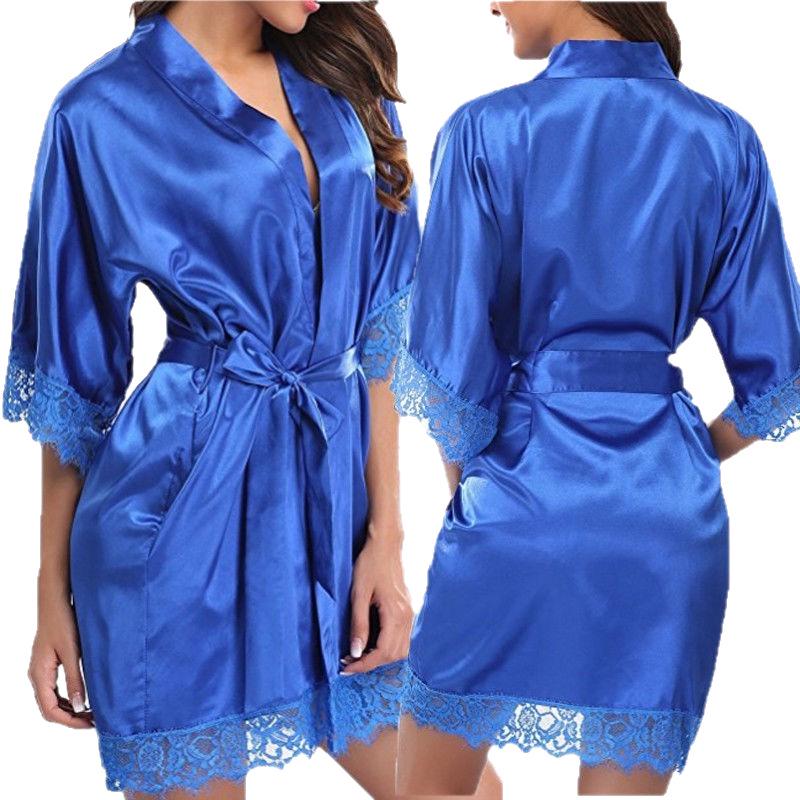 Popular Plus Size Sexy Ice Silk Lingerie Bathrobe - Style 3025