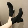 Fashion Booties Elastic Footwear White Heeled Very High Heels Short Shoes For Women Sock Female Ankle Boots With Young On Sale New In Pu