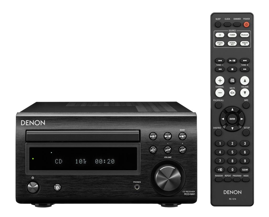 Denon Wide FM Radio Tuner with Discrete CD Black RCD-M41 AM/FM Amplifier, Bluetooth® Compatible, Receiver, (RCD-M41K)