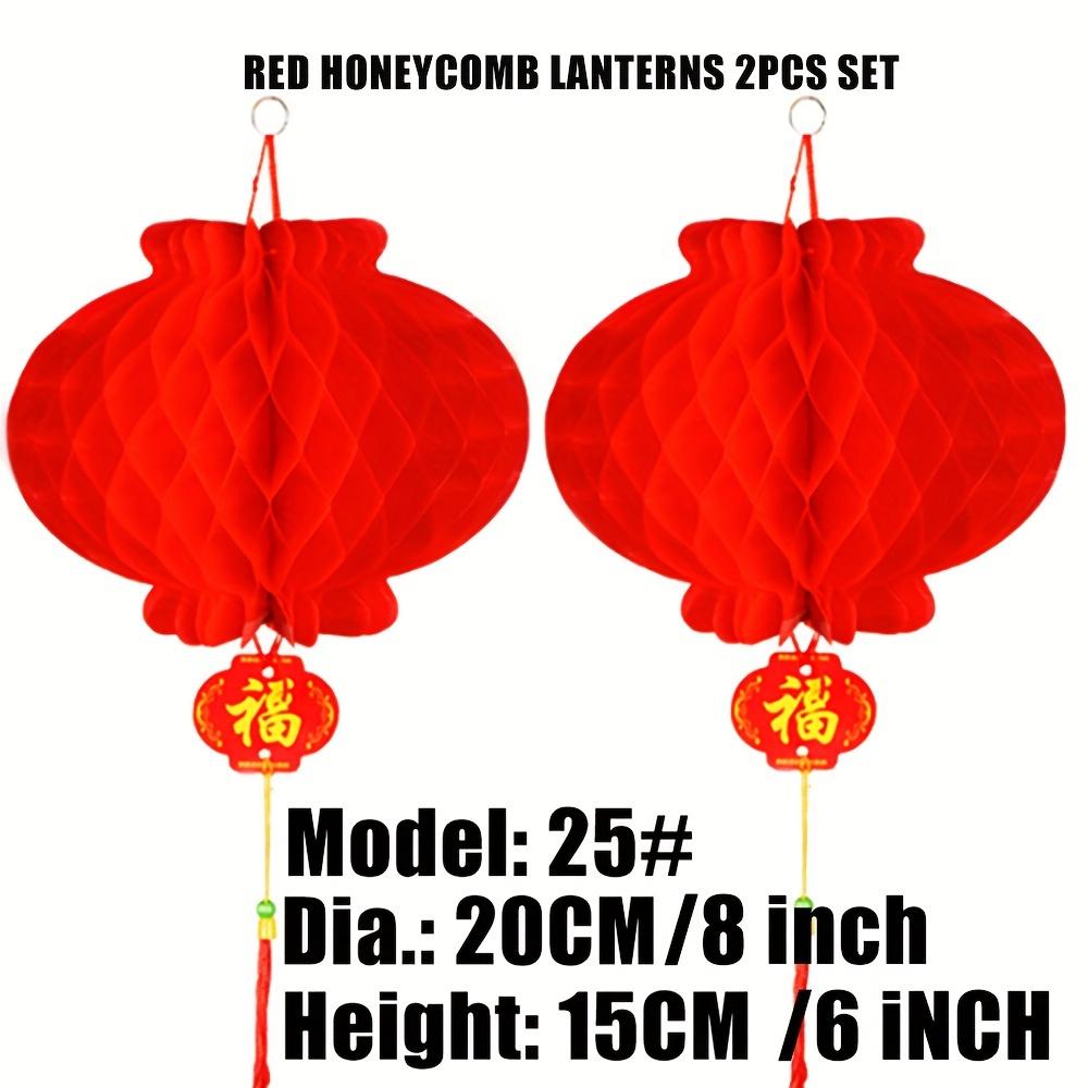 Red Chinese FU Plastic Honeycomb Lanterns for Wedding New Year Christmas Outdoor Decoration