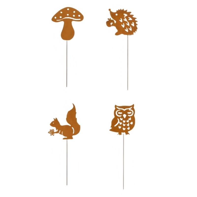 Metal Rusted Animal Garden Stake Art Crafts Statue Backyard Garden Yard Sidewalk Outdoor Backyard Decoration