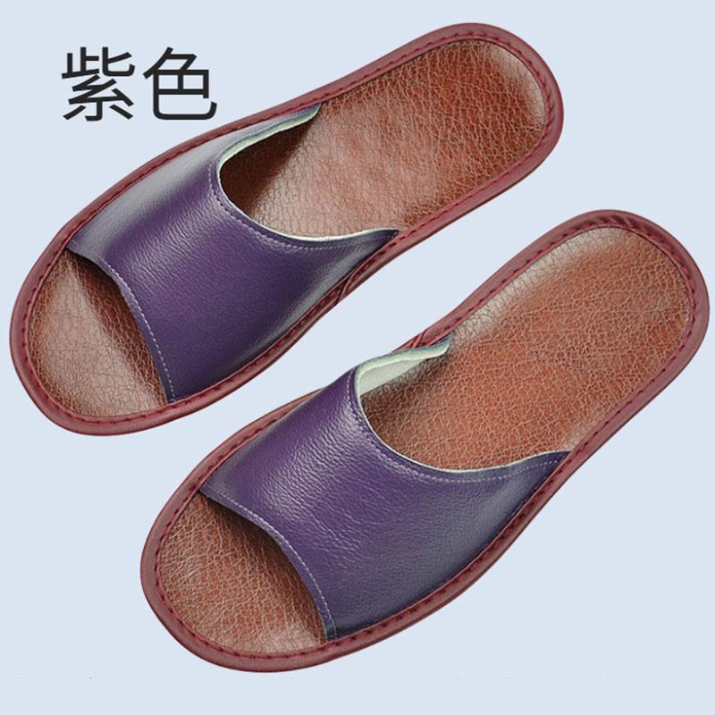 Cow Leather Slippers Big sizes Genuine Homes in indoor slipper summer open toe sandals men women elderly casual Slides shoes