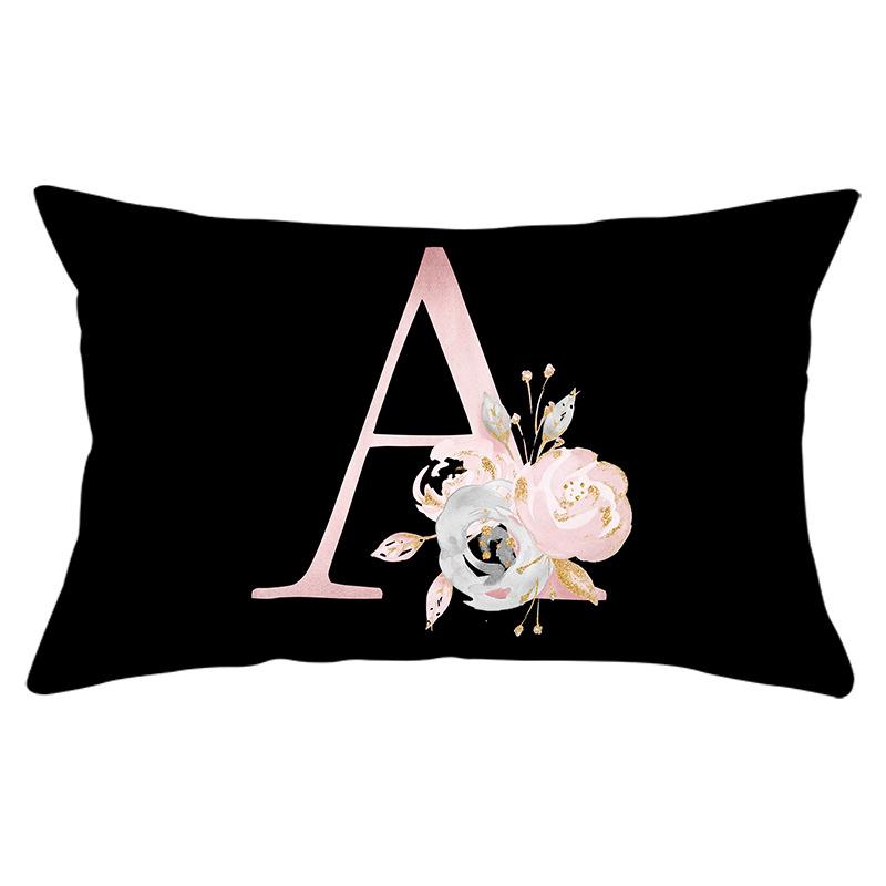 New Black Crown Letter Waist Pillow Cover for Home Peach Skin Sofa Waist Cushion Cover Car Cushion Cover