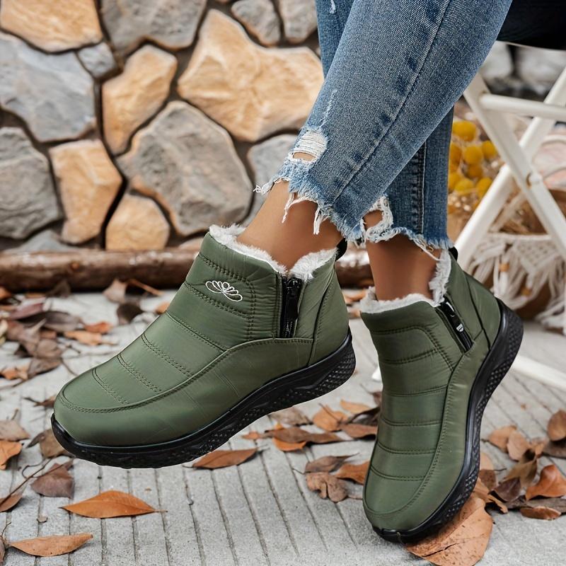 Zapatos de Algodón para Mujer en Invierno Gruesos y Cálidos Botas de Nieve Talla Grande para Mujer con Botines Cortos de Felpa y Cálidos