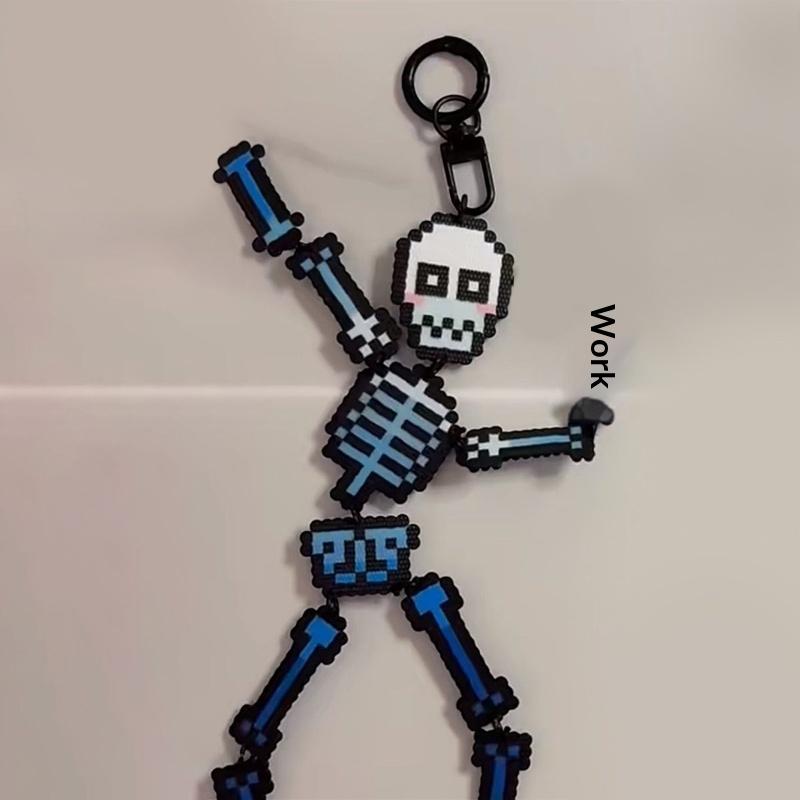 

Pixel Skull Acrylic Creative Keychain Pendant Bag Charm Key Ring Gifts A2