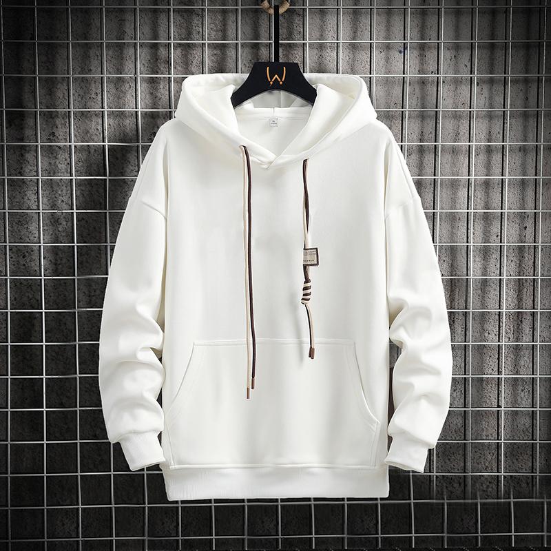 

Men s Oversized Hoodie with Contrast Drawstrings - Casual Pullover with Front Kangaroo Pocket and Drop Shoulder Design M