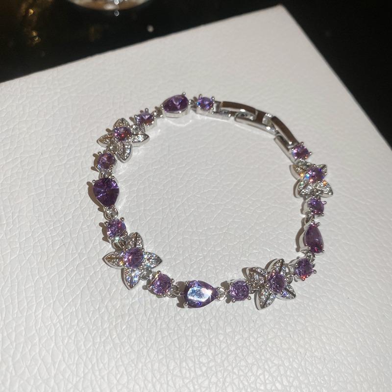 Symphony Starlight~ Super Sparkling Zircon Flower Bracelet Light Luxury High-end Exquisite Bracelet Sweet ins Wind Versatile Jewelry