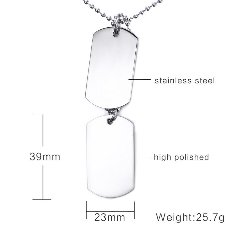 VNOX Edelstahl Doppel-Hundeanhänger Halskette Anhänger ID Herrenschmuck 24" Kette