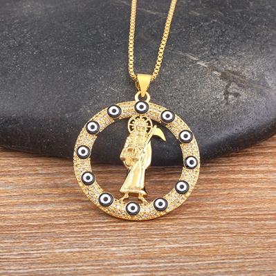 

Nidin Sickle Death Pendant European and American Trendy Gold Plated 6 Colors Men And Women Personality Zircon Necklace Gift чорний