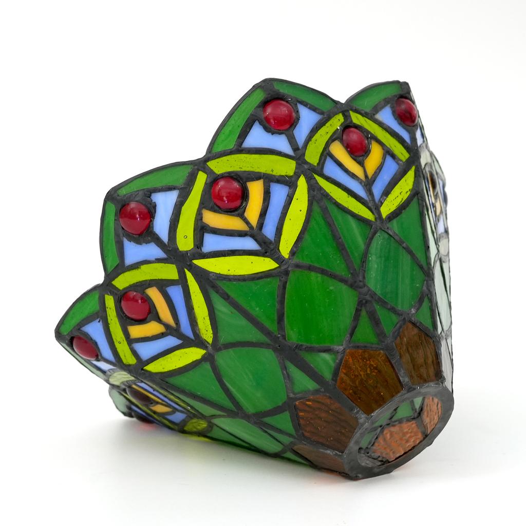 8 Inch Creative Stained Glass Peacock Lampshades Replacement, Only Handmade Phoenix Tail Vintage Lamp Shade, for Pendant Light
