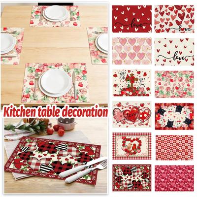 Valentinstag Tischsets, Küchentischdekorationen, Valentinstag Partydekorationen, Jubiläumsdekorationen, Küchen-Tischsets