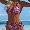 1011 neuer europäischer und amerikanischer geteilter Druck Spleißhalsausschnitt Damen geteilter Badeanzug Bikini-Anzug sexy