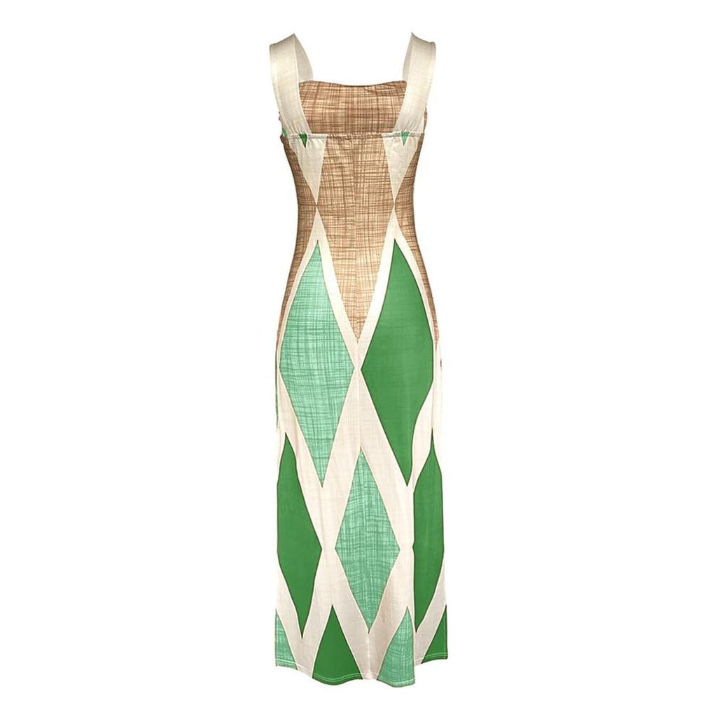 Women's Elastic Printed Long Skirt Versatile Retro Dress