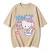 2026 New Cute Kitty Cat Print Teddy Bear Tshirt Set Casual Familystyle Clothing Parentchild Tshirt Top