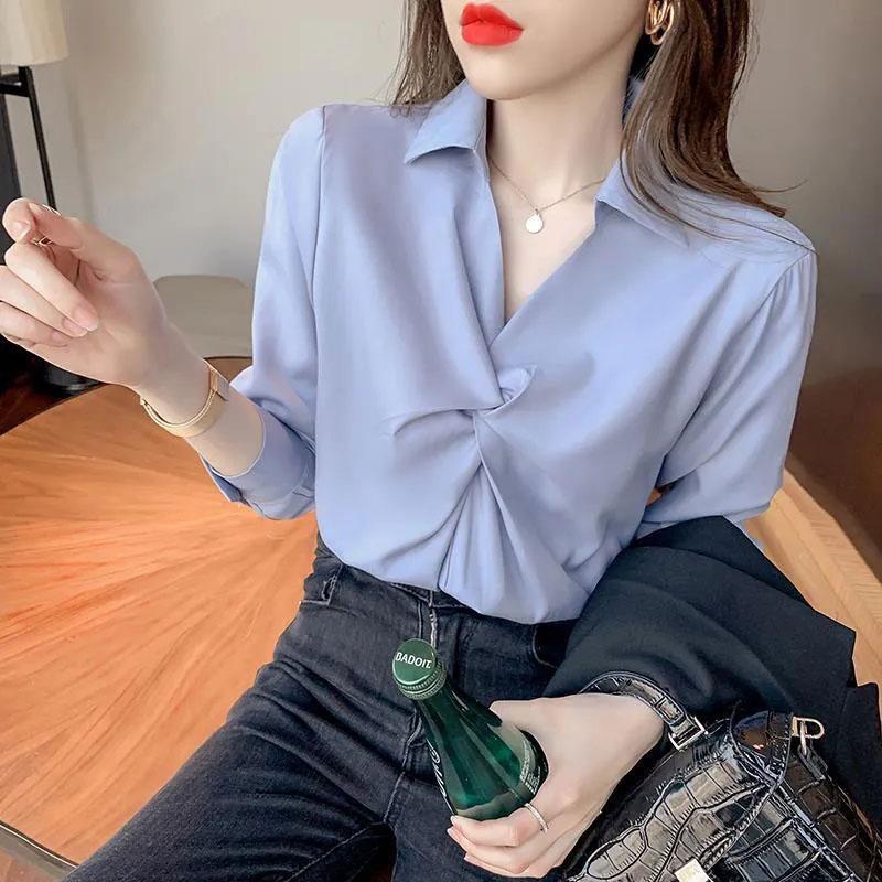 Chiffon Shirt Women's Long Sleeve Bottoming Shirt Spring and Autumn Korean Style Elegant Women's Top