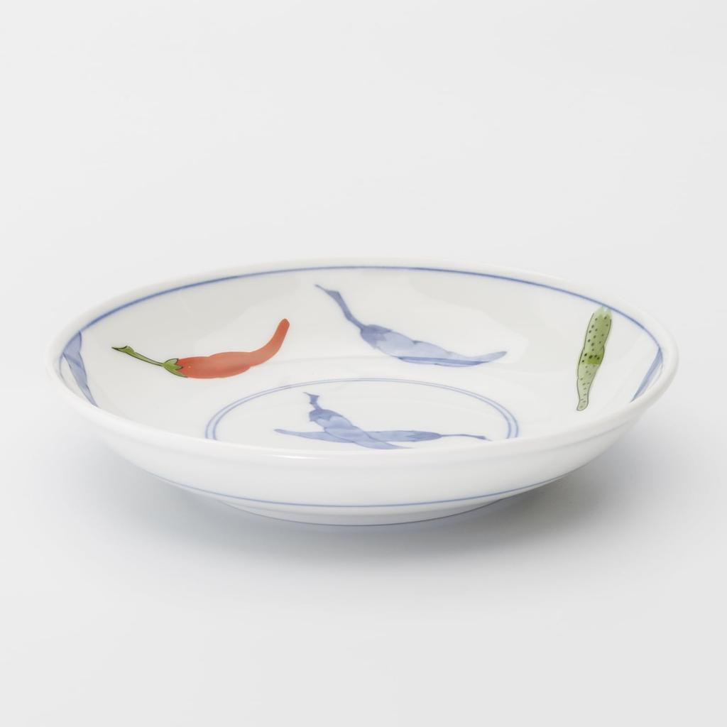 Mino Ware Dinnerware Set of Microwave and Dishwasher Made in Product Number 564627 "Nishiki Togarashi" 5, 16.5cm Diameter, Safe, Japan,