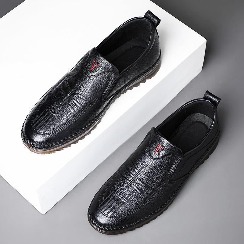 Spring new first-layer cowhide men's casual shoes genuine leather single shoes men's shoes handmade leather shoes men's single shoes