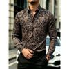 Men's Long Sleeved Cashew Flower Printed Shirt Slim Fit Lapel Shirt Retro Paisley Pattern Business Casual Top