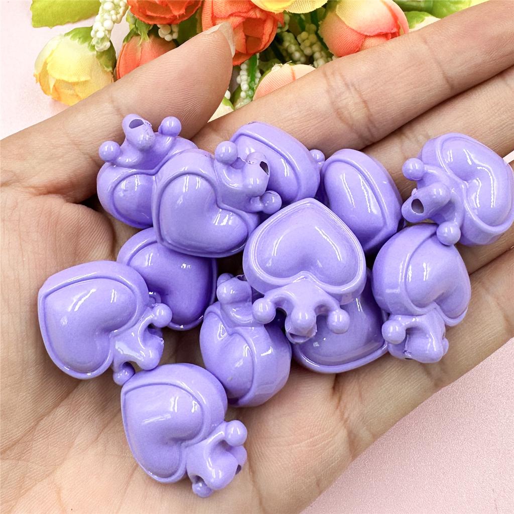 Home Party Supplies Crown Heart for Bracelet Necklace Accessories Jewelry DIY 12pcs Loose Beads Charms 21.4*24.4mm Pendants Material With Hole