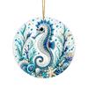 Handcrafted Sea Series Ornaments Ocean Theme Pearl Art Hanging Ornament, 2D Flat Acrylic Coastal Beach Home Decorations Life Suncatcher, Beaded