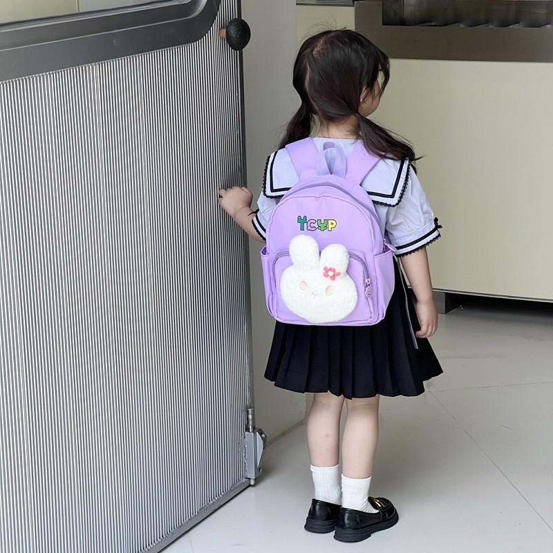 Adorable Cartoon Rabbit Backpack For Kids Breathable And Spacious School Bag In Lake Blue Green Pink Blue Black And Purple