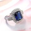 2025 Ny Mode Design Blå Stor Zirkon CZ Zirkonia Stenringar i Sterling Silver för Kvinnor Förlovning Fest Gåva