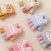 Cartoon Rabbit Flip-Top Unisex Children's Gloves - Cute Warm Half-Finger Design for Autumn/Winter