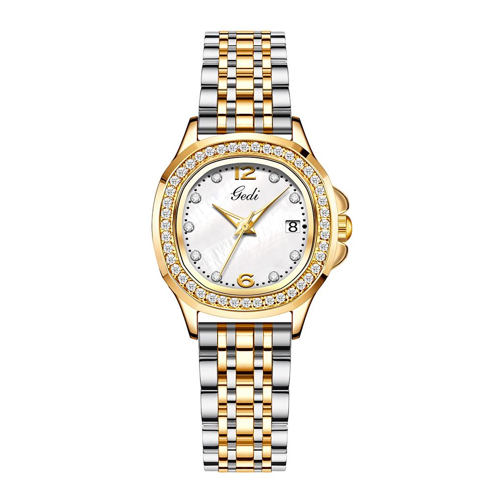 Fashion Women'S Diamond Quartz Steel Belt Watch Light Luxury High Sense Versatile Temperament Women'S Fritillary Watch