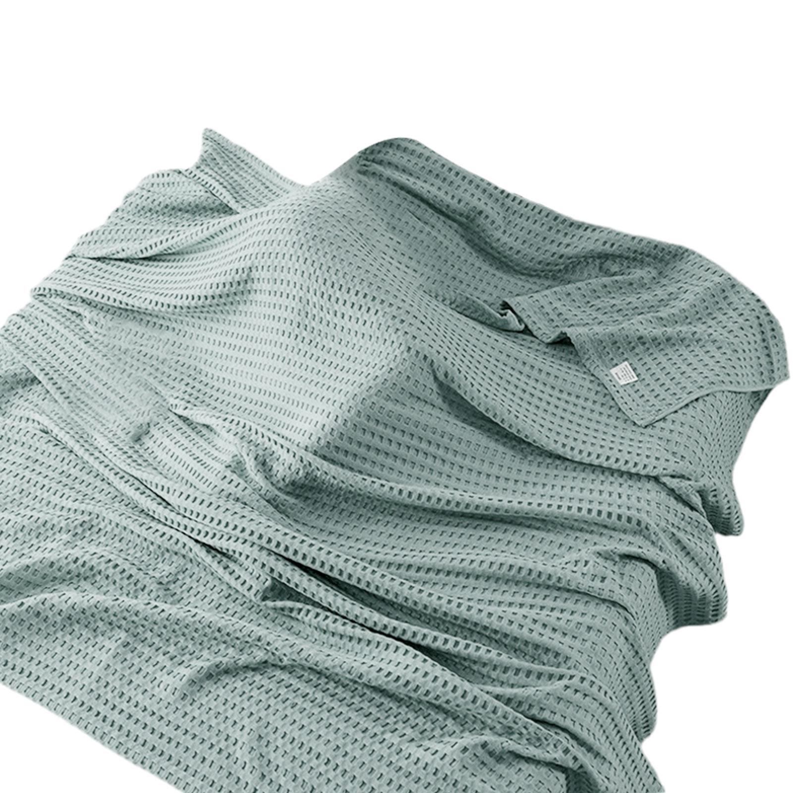 

Мягкий вафельный плед 150x200см Охлаждающий хлопковый вафельный для комфорта в любое время года для дивана, спальни, дышащий плед синий