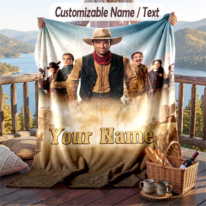 Custom Text Flannel Throw Blanket, Lightweight Cozy Bed Sofa BlanketLucky Luke