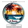 Vintage Tropical Sunset Beach Palm Tree "4 Suns" Tire Cover, Polyester Dust And Sun Protection, Summer Vacation Style Decoration