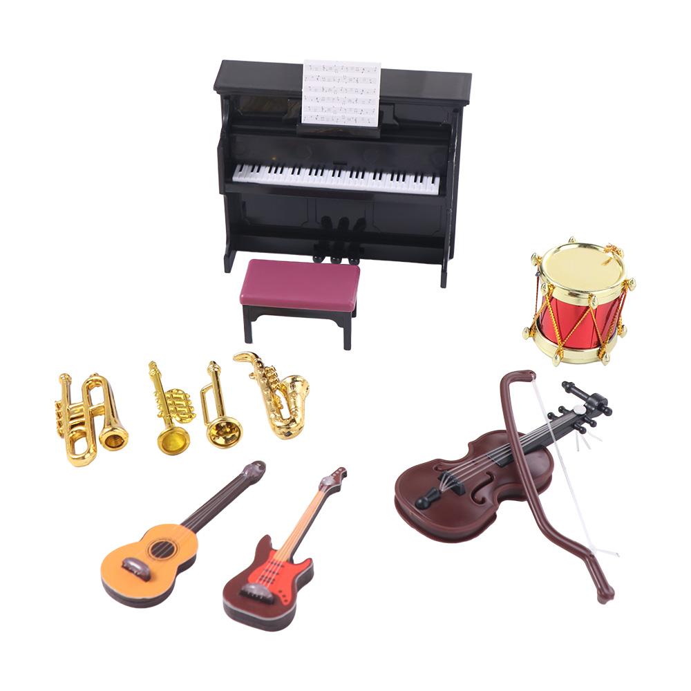 Trumpet Saxophone Dollhouse Musical Instrument Violin Drum Instrument Model  Birthday Gift
