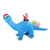 Inflatable Blue Dinosaur Xmas Decor 5.9ft High 10.2ft Long LED Blow Up Dinosaur Father Xmas Decoration for Outdoor Yard