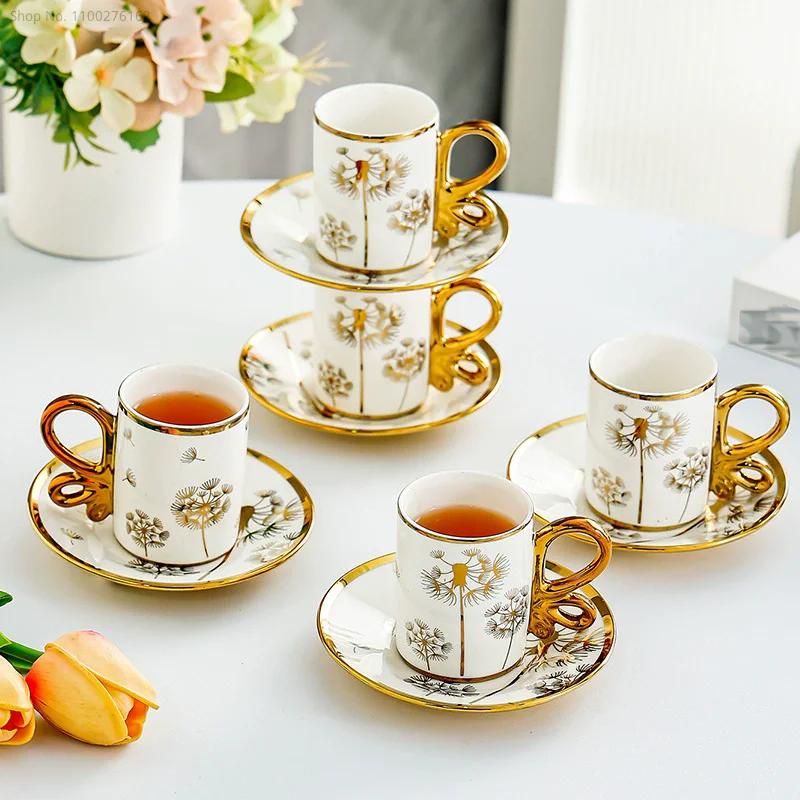 6 Cups 6 Saucers Ceramic Light Luxury Coffee Cup European High-end Exquisite British Cup and Saucer Tea Set