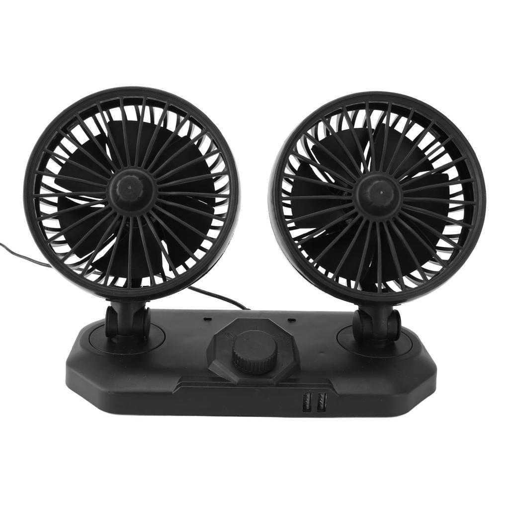 Dual Head Car Cooler Fan Powerful Cooling Ultra Silent USB Fan 360 Degree Rotation Air Circulation Fan for Car 12v