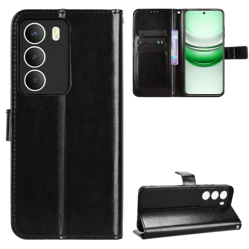 

For Realme C73 5G/14x 5G/V70 5G/V70s 5G PU Leather Case with Strap Crazy Horse Texture Phone Wallet Cover A