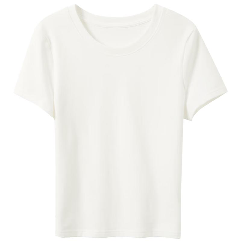 Sancai Women's Solid Round Neck Short Sleeve T-Shirt