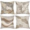 Set Of 4 Neutral Tone Abstract Floral Wave Throw Pillow Covers Pattern Cushion Cover Suitable For Sofa Bedroom Car Pillow Cover