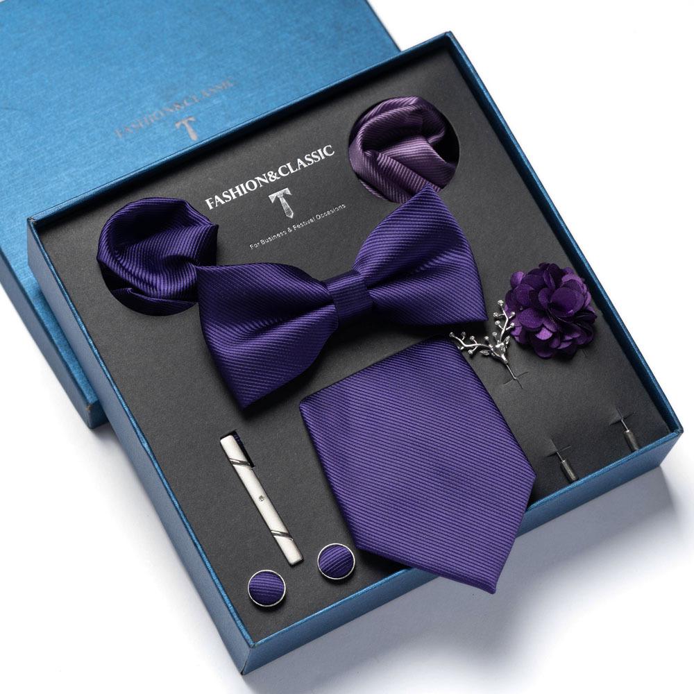 8-Piece Men's High-Grade Tie Set with Gift Box for Weddings and Formal Events