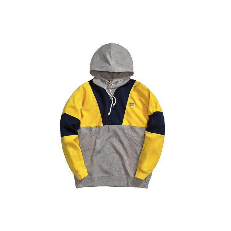 

Adidas Originals Samstag Panel Color Block Hoodie Men Grey Yellow FM2209 S
