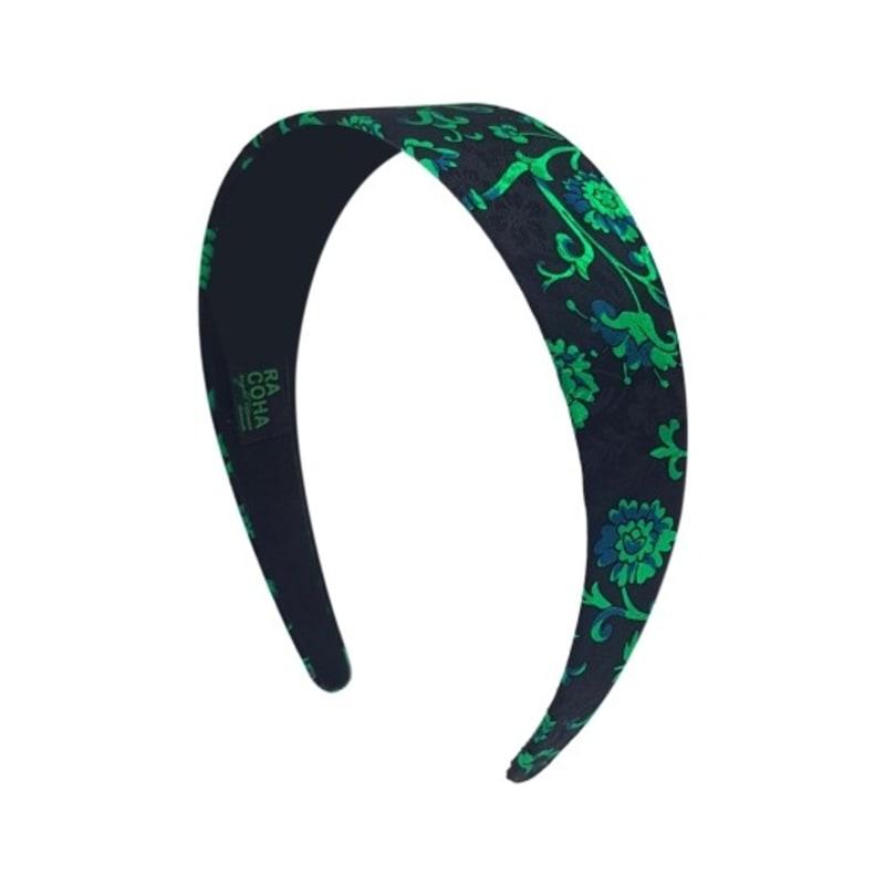 

RACOHA Массивная шелковая повязка для волос_Зеленый узор green