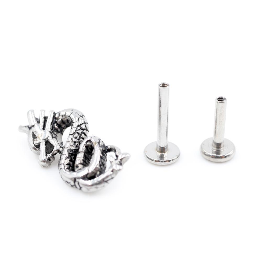 Alisouy 1 Stück Edelstahl Stern Mond Kreuz Schlange Totenkopf Tragus Helix Bar Labret Lippenring Knorpel Ohr Ohrring Piercing Schmuck